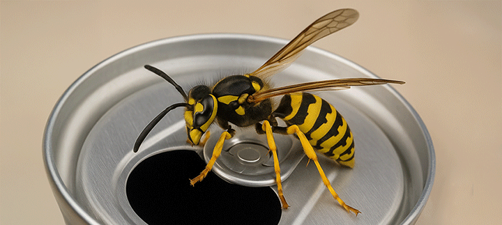 Wasp on soda can