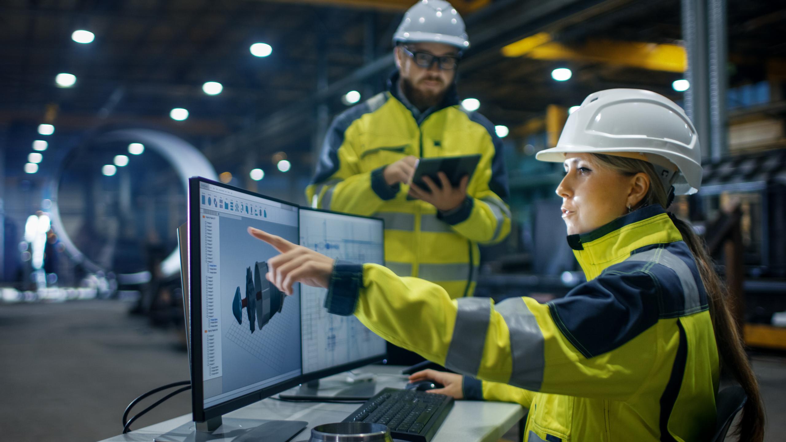 manufacturing workers chatting