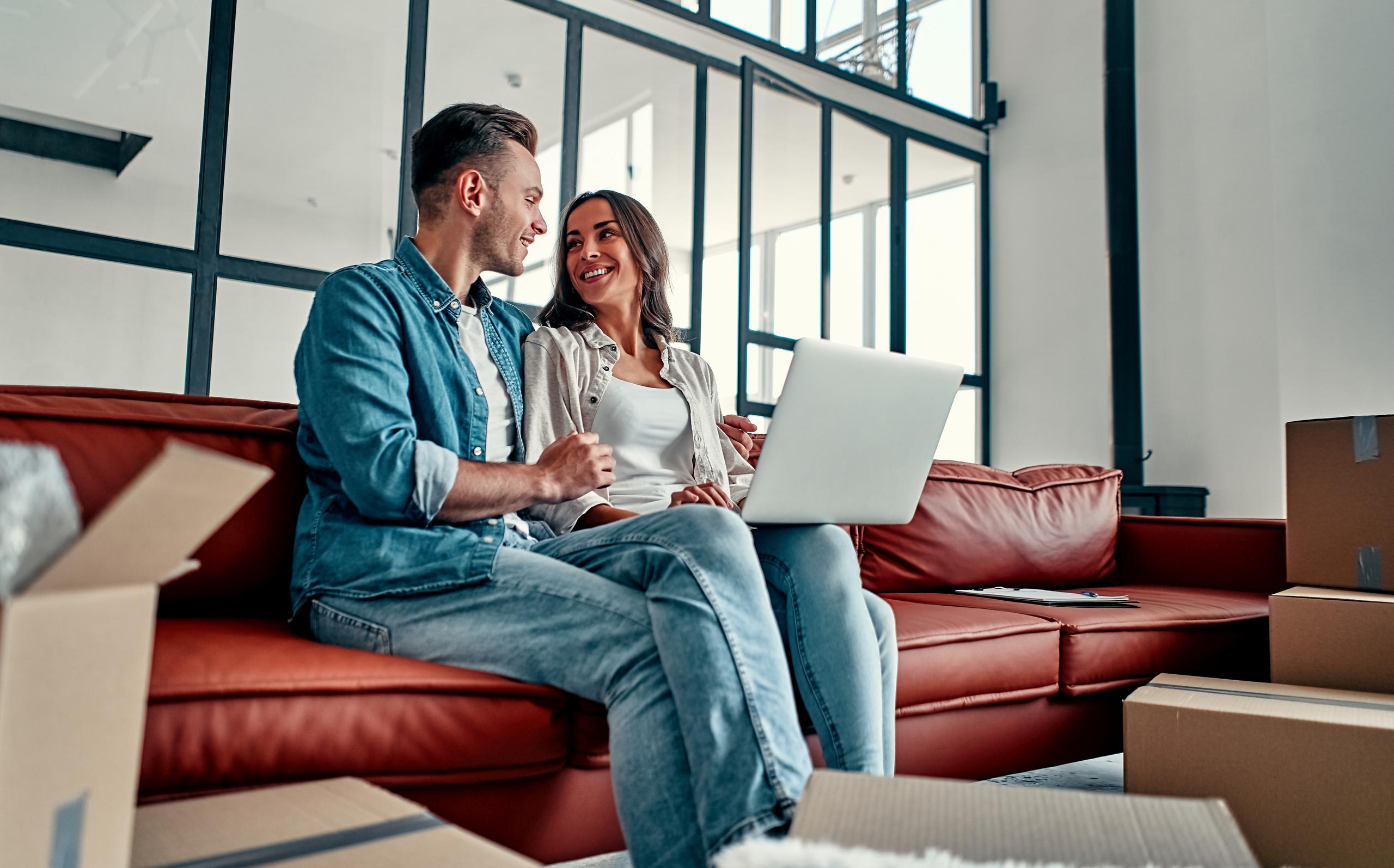 couple working on laptop