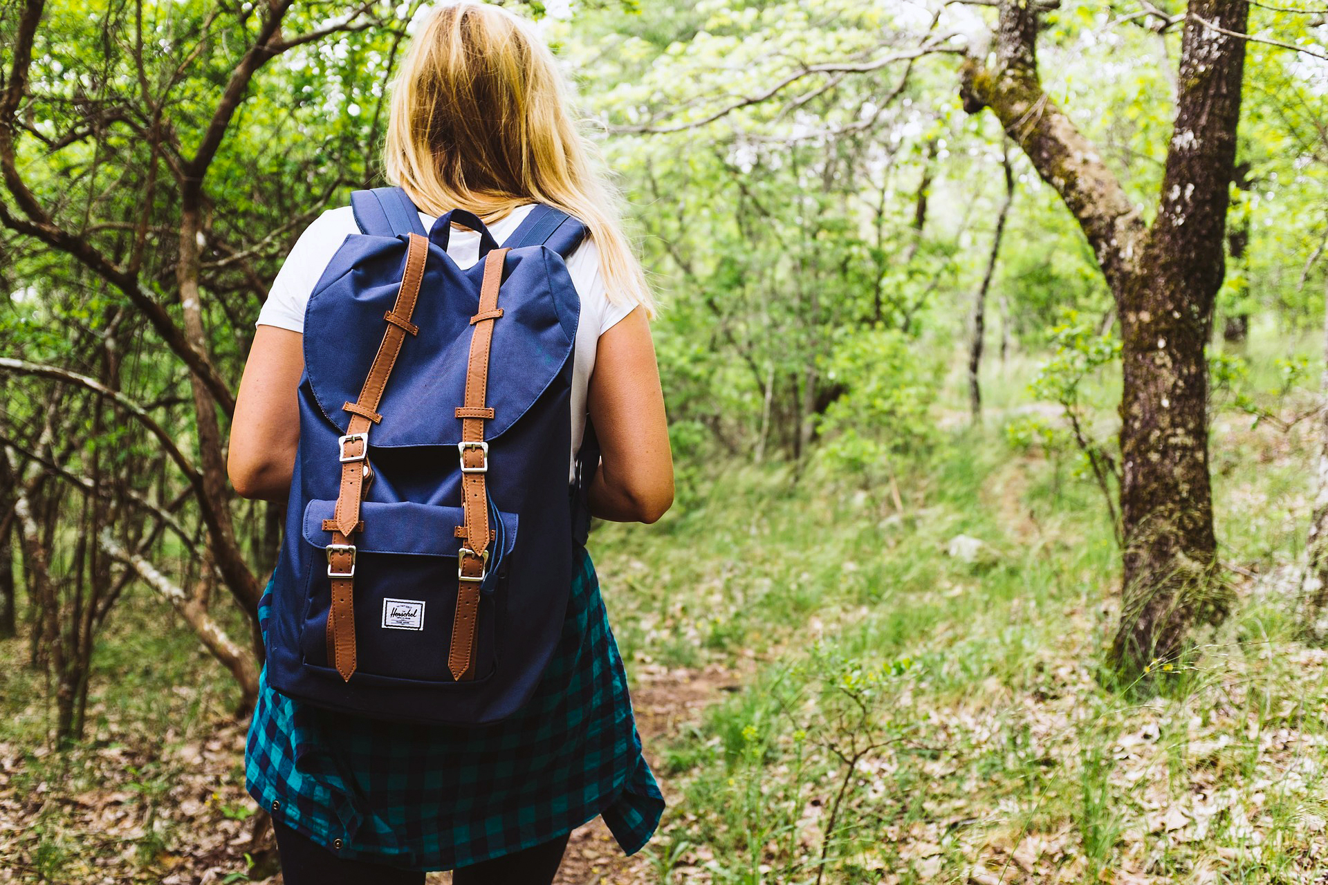 Girl wearing backpack