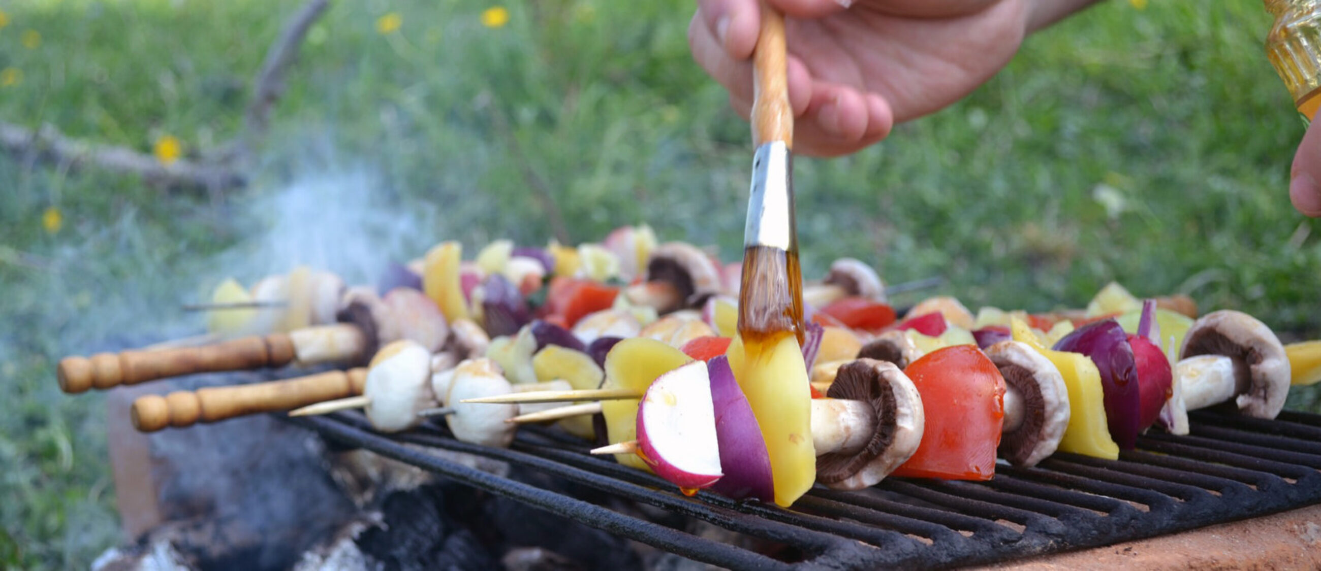 Grilling Kebabs On A Grill
