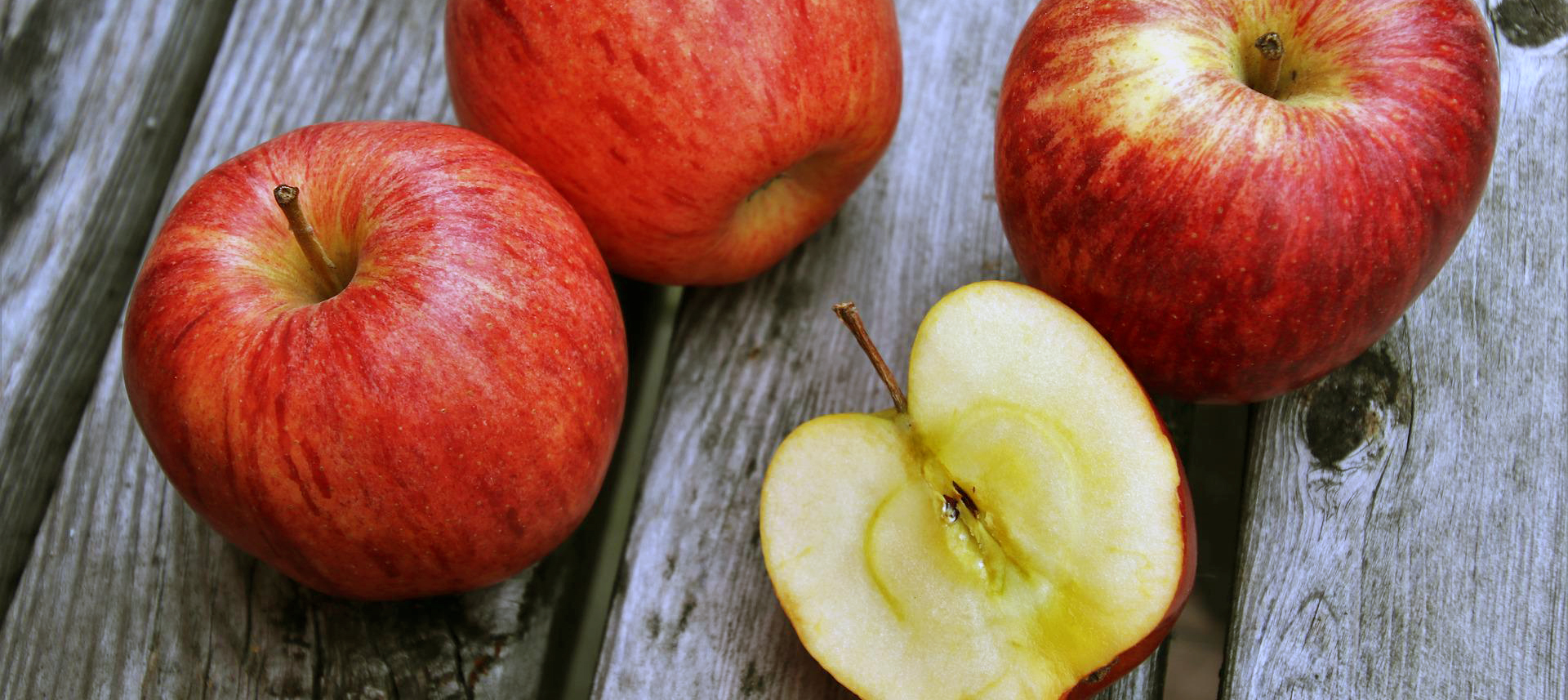 Apples on picnic table