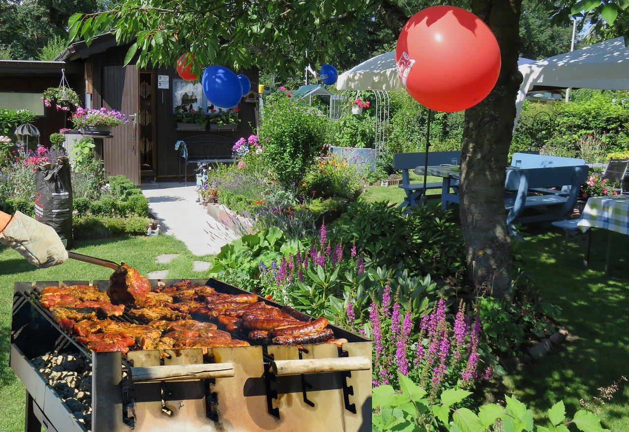 Backyard party with grilling